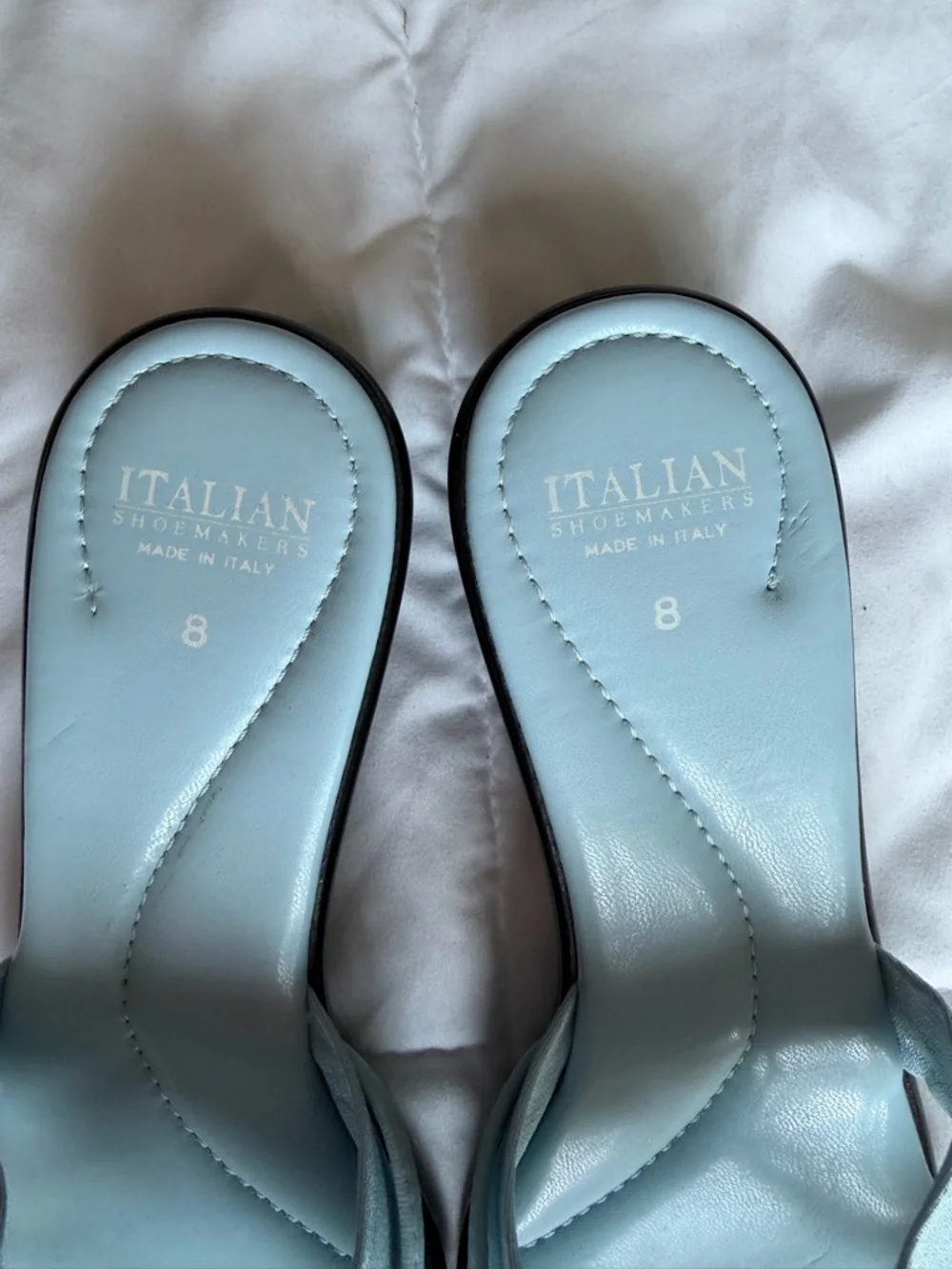 Italian Shoemakers Powder Blue Twisted Strap Slide Mules NWOT Sparkles - Picture 4 of 6